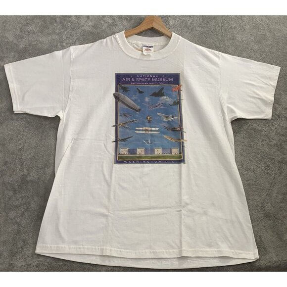 JERZEES Other - Vintage Jerzees Shirt Mens Large Air & Space Museum Tee White Smithsonian 1998